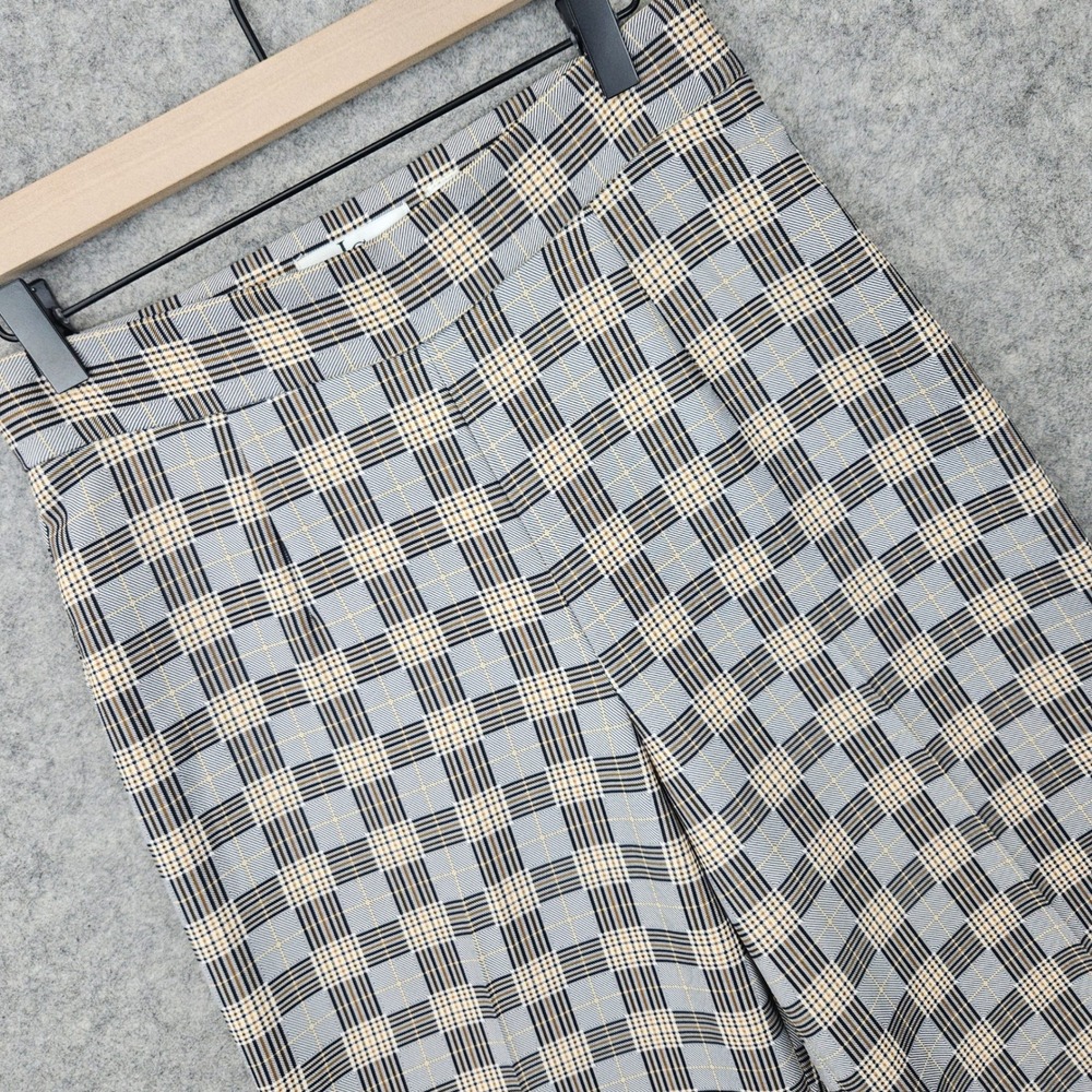 Lena Gabrielle Women's Gray Plaid Wide Leg Pants Size 4 Polyester Spandex Slacks
